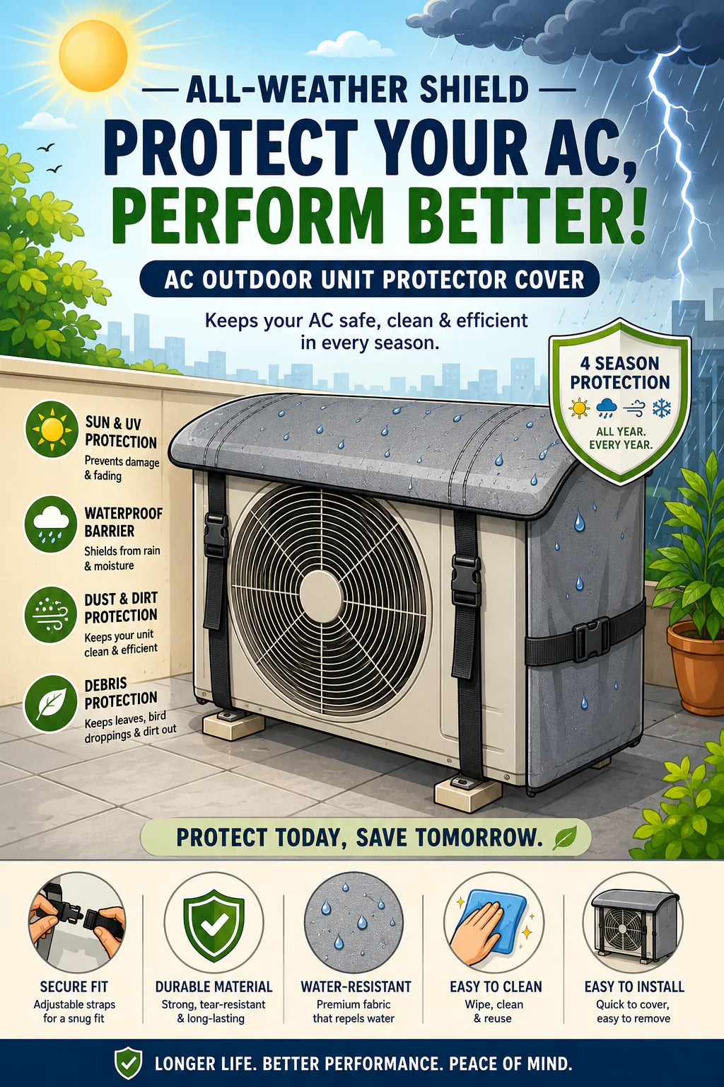 AC Outdoor Unit Protector Cover